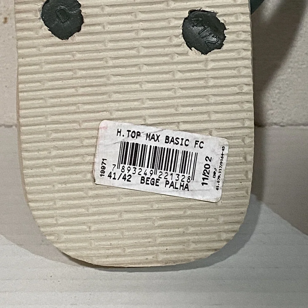 havaianas Top Max Basic FC Flip Flop Sandals US9/10 EU43/44 Beige Beach‎ NWT